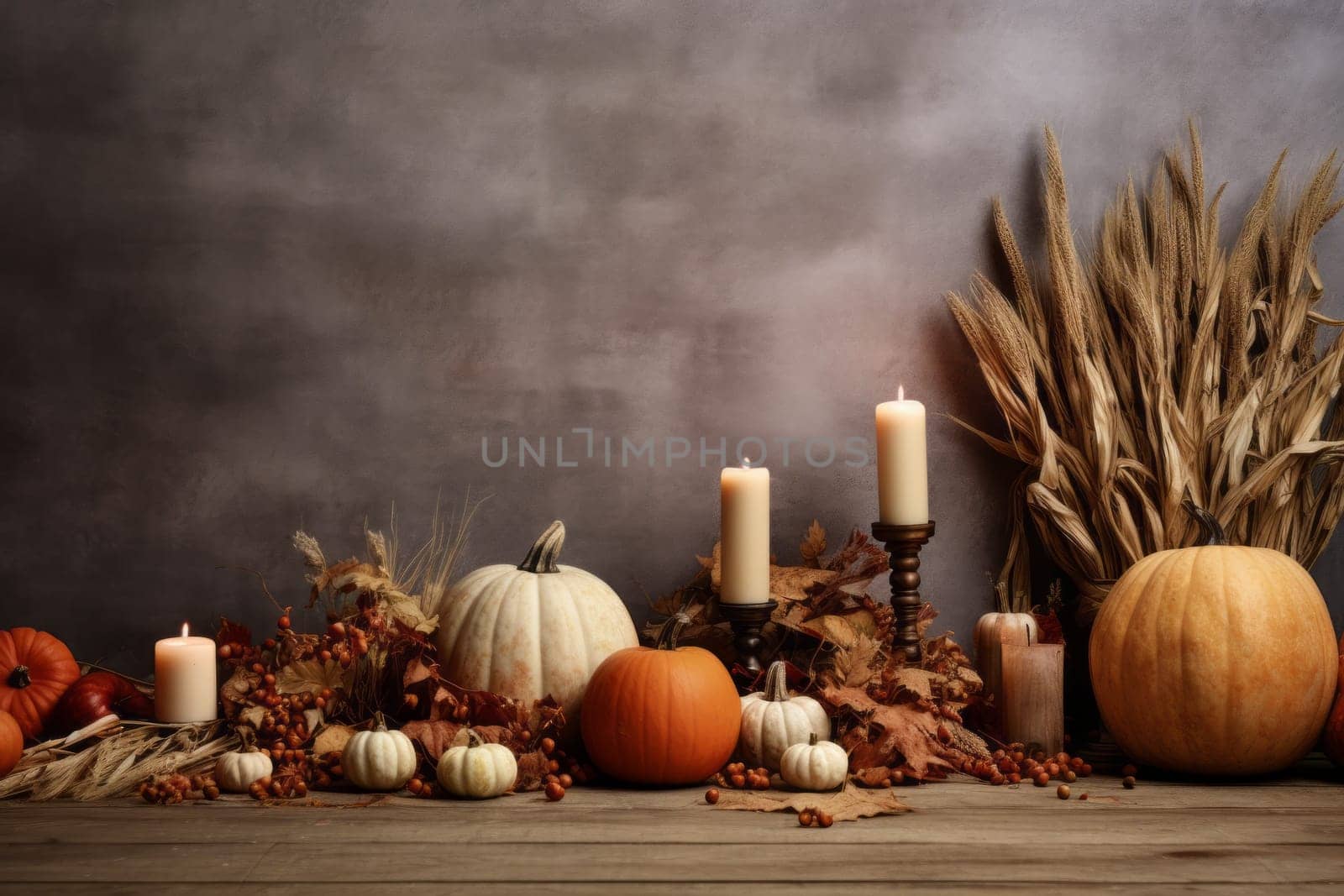 Fall Tabletop with Decor. Generative AI