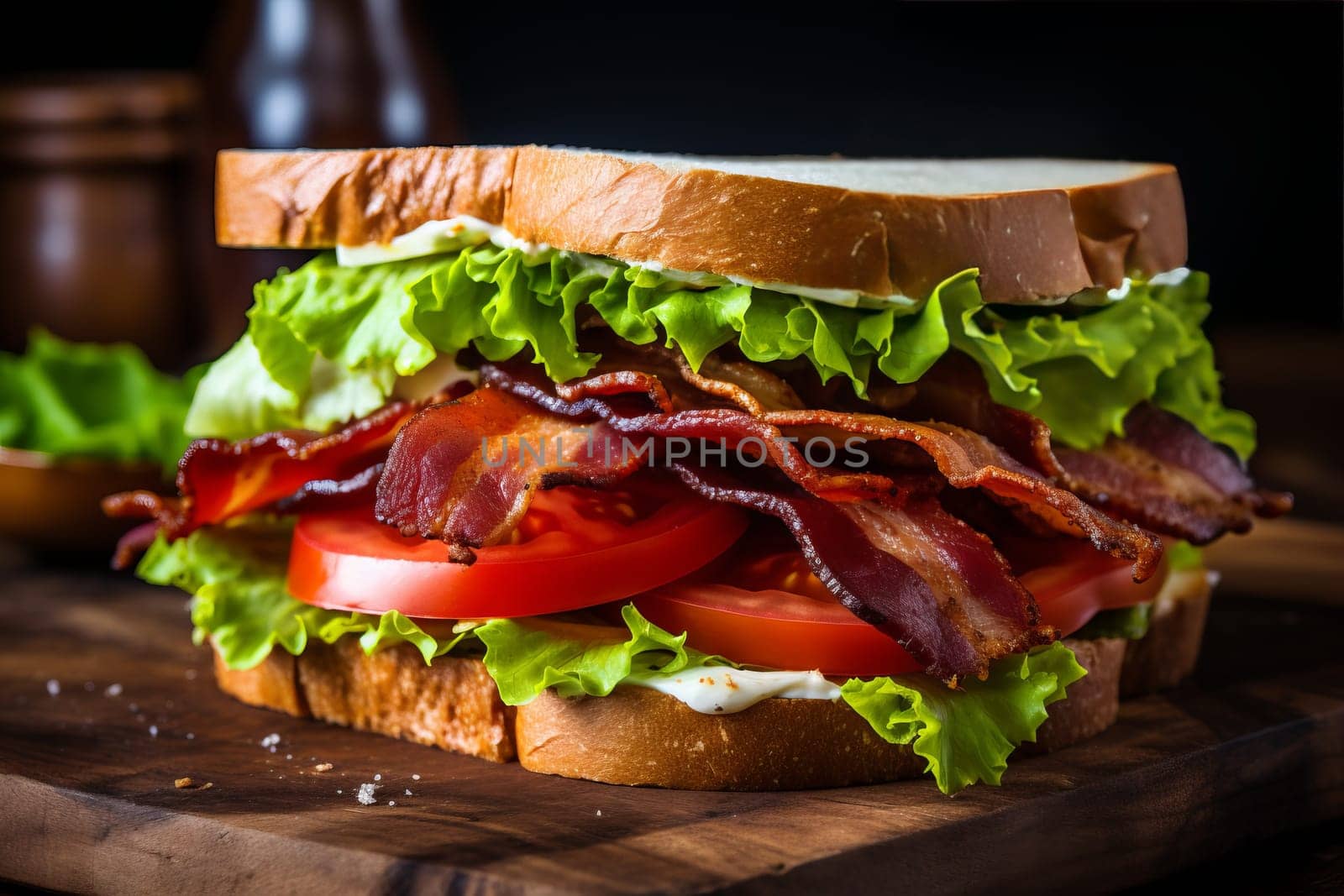 Mouthwatering BLT sandwich with crispy bacon. Generative AI
