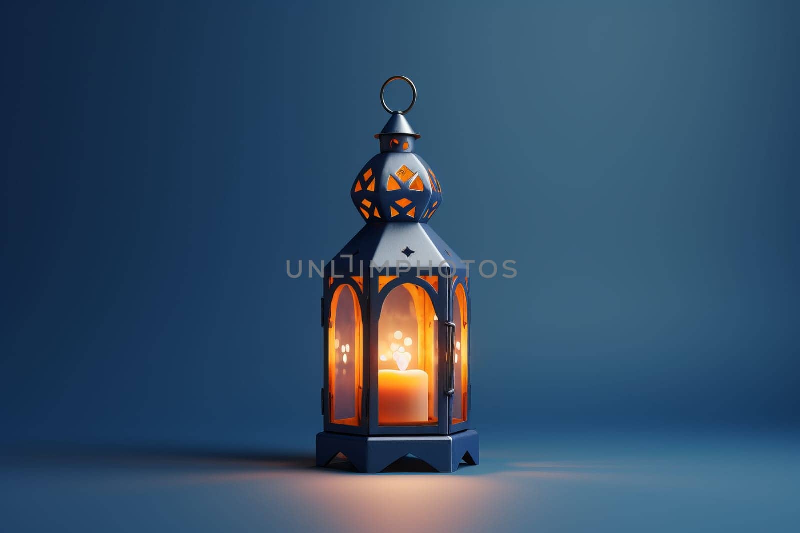 Ramadan lantern on gradient background. Generative AI