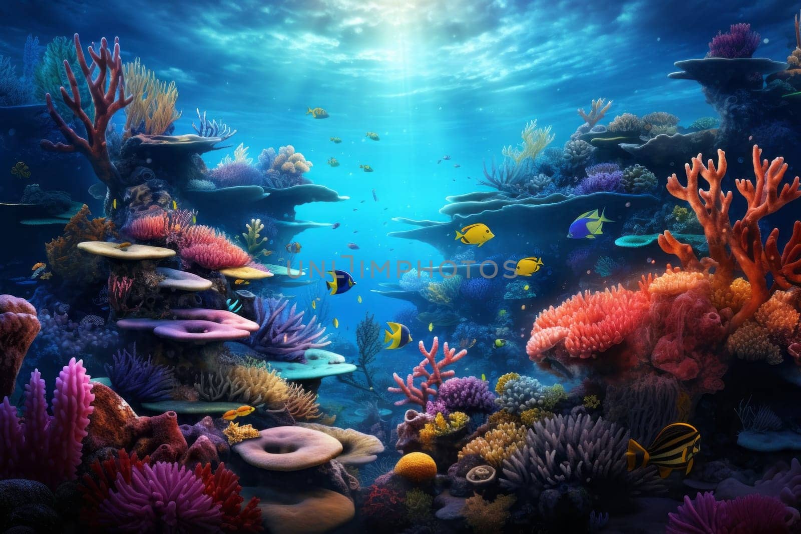 Serene Underwater Scene with Coral. Generative AI