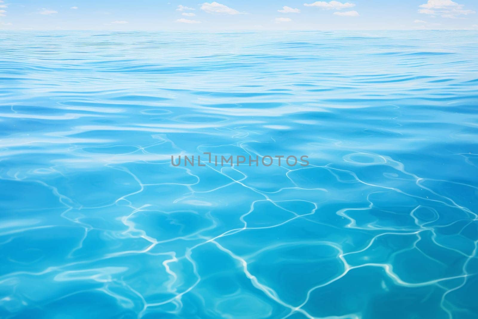 Serene Water with Clear Blue Sky. Generative AI