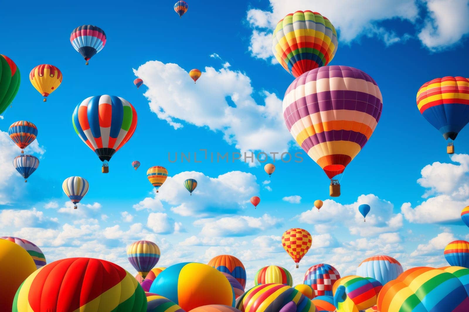 Colorful Balloon Festival Blue Sky. Generative AI