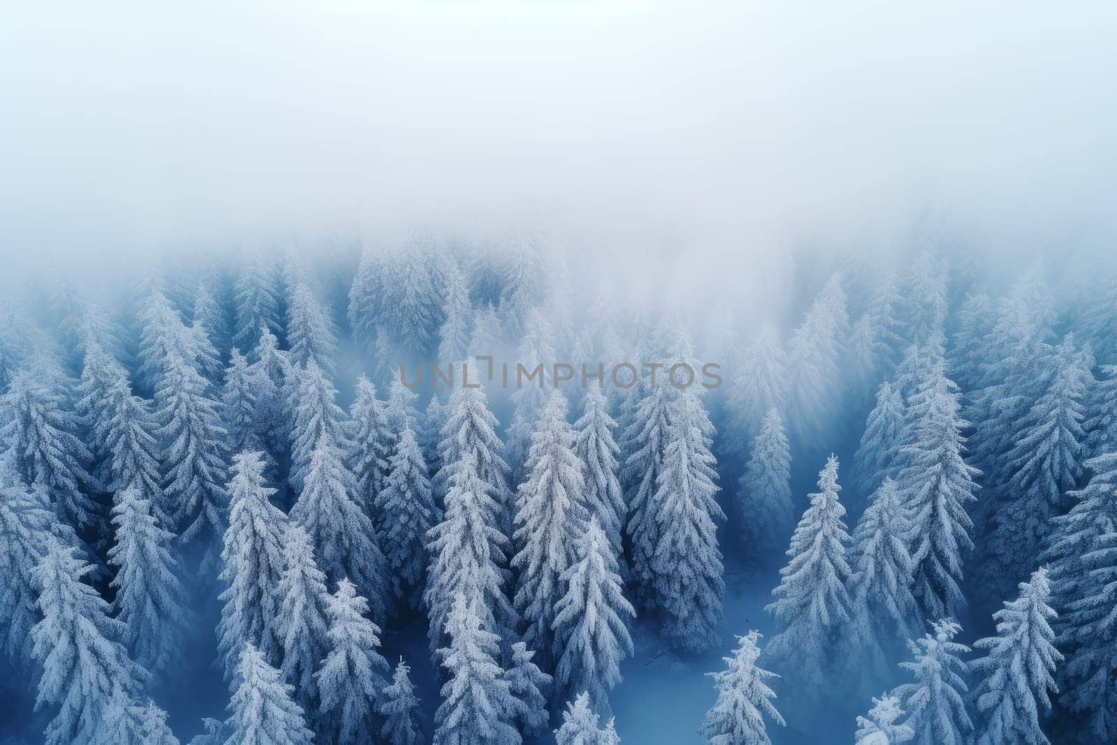 Snowy Winter Wonderland evergreen forests. Generative AI
