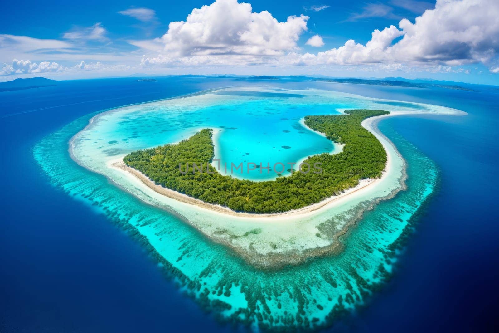 Pristine Coral Atoll Landscape. Generative AI