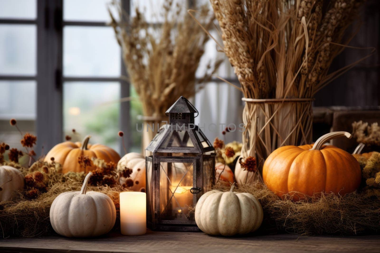 Autumn Tabletop Mockup Themed. Generative AI