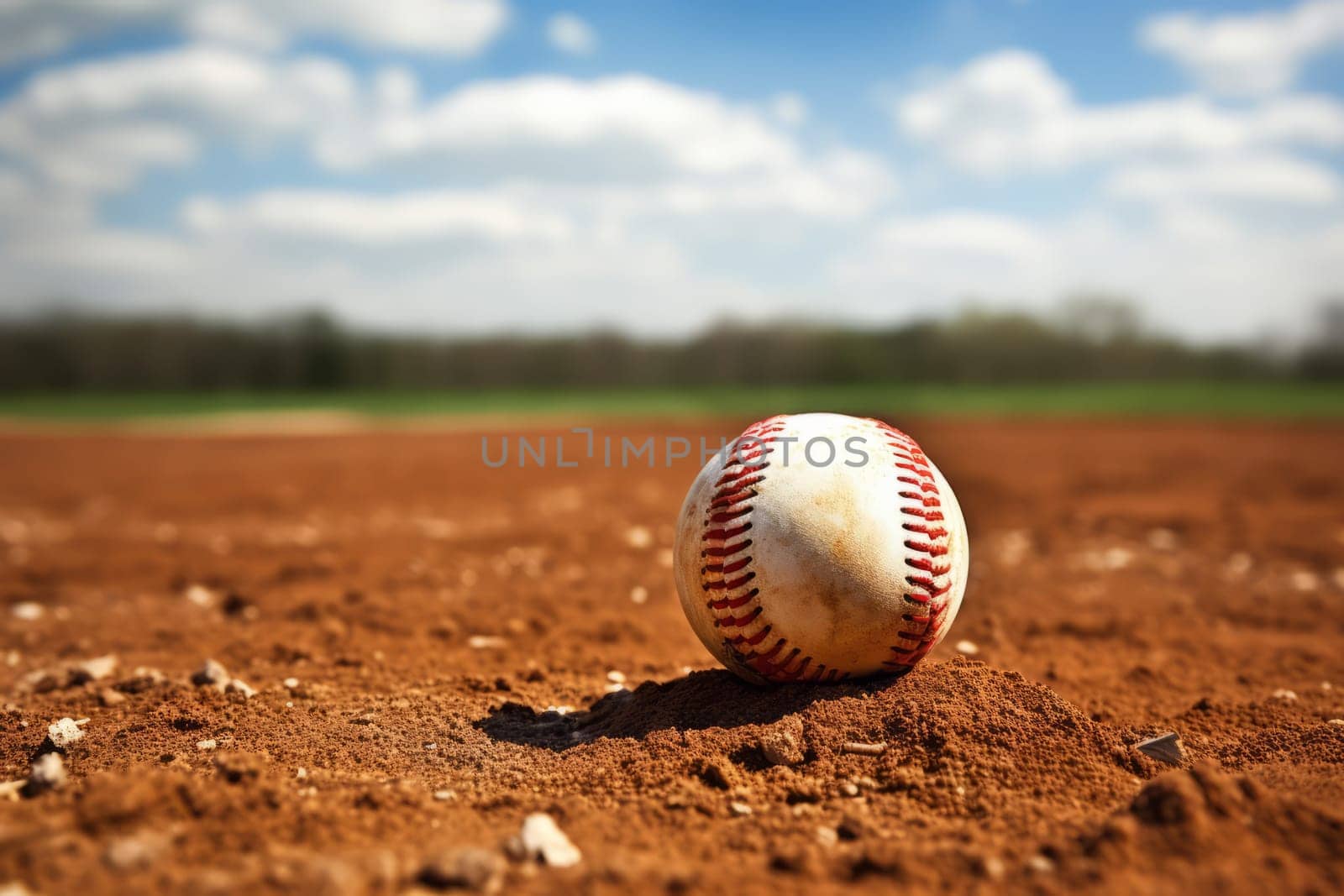 Baseball on Pitcher's Mound. Generative AI