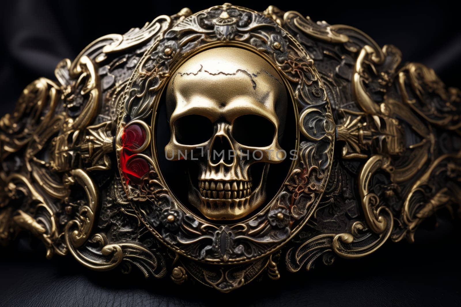 Pirate's Distinctive Belt Buckle. Generative AI