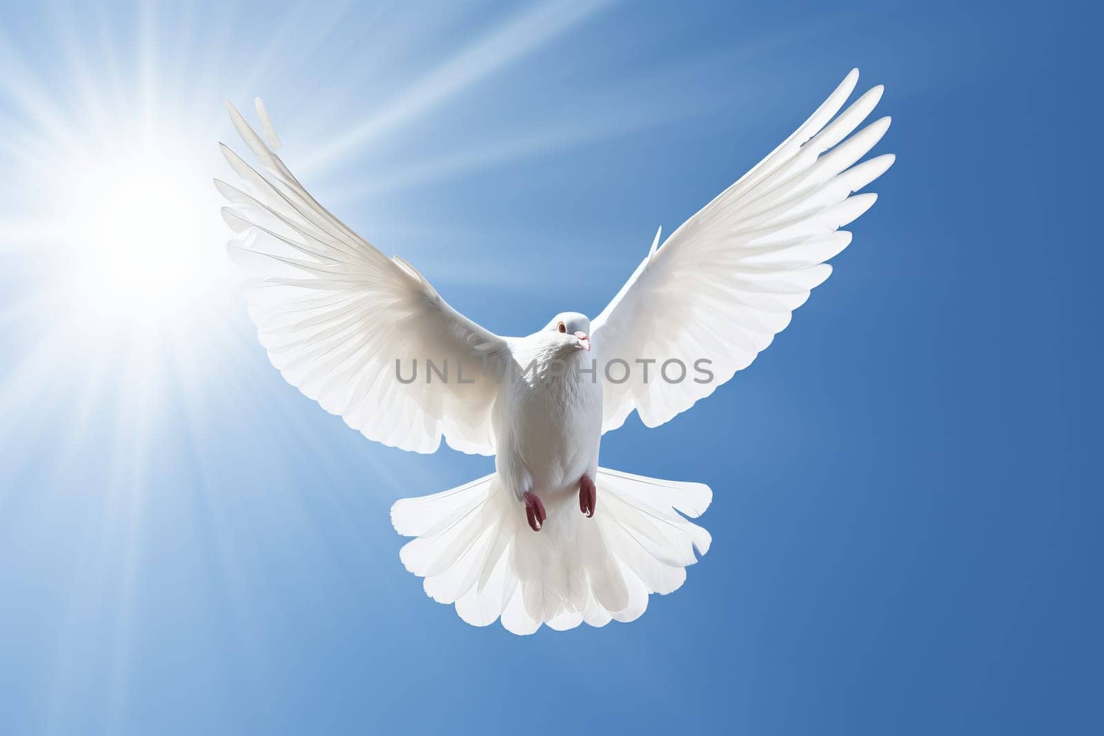 Graceful white bird in flight. Generative AI