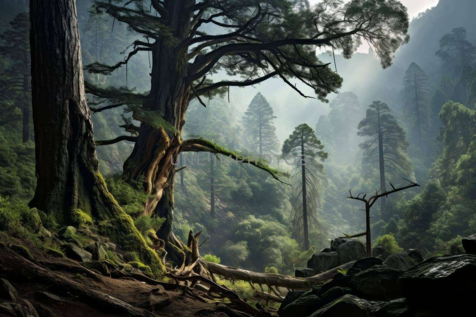 Awe-Inspiring Forest Vista Landscape. Generative AI
