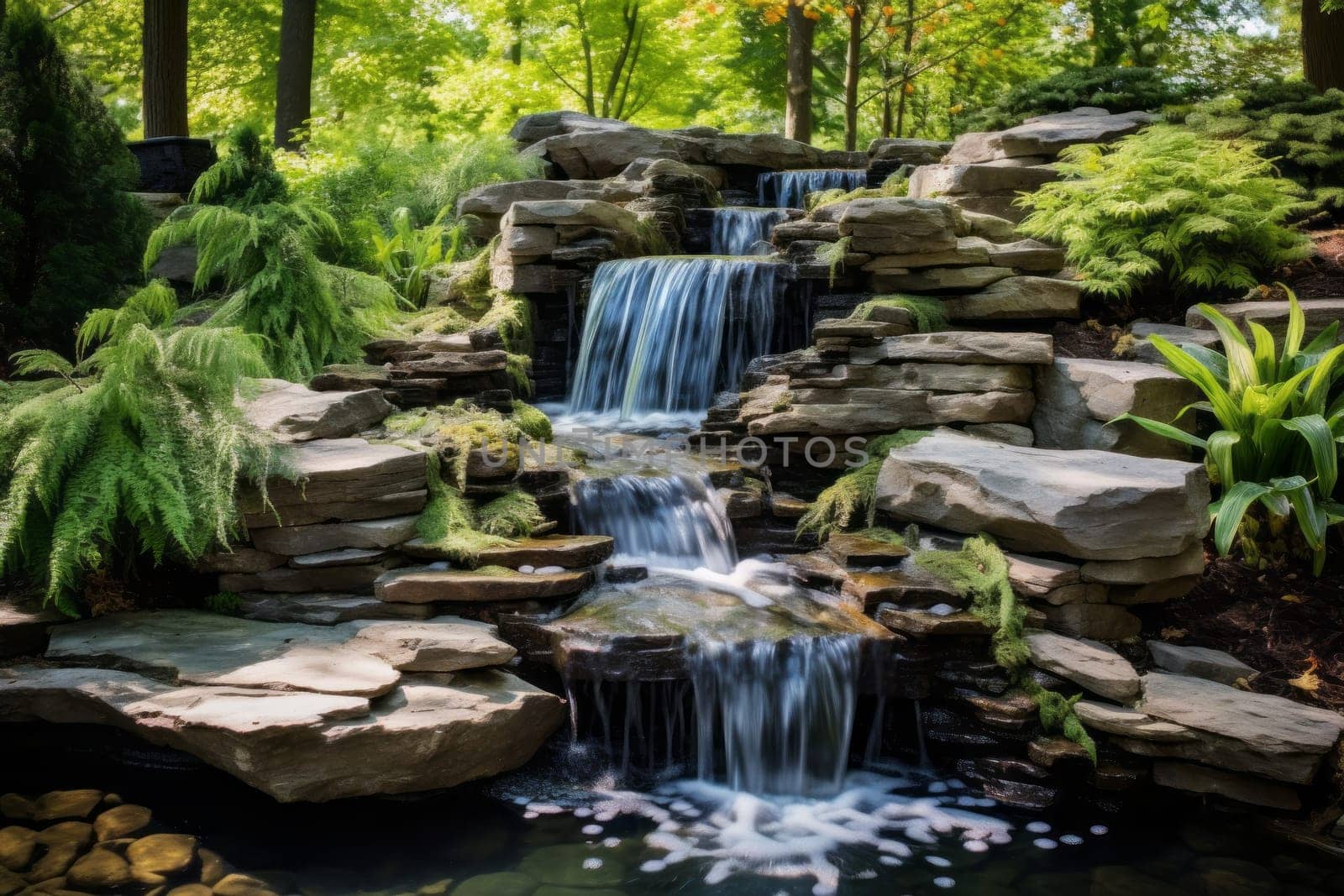 Cascading Waterfall Natural Feature. Generative AI