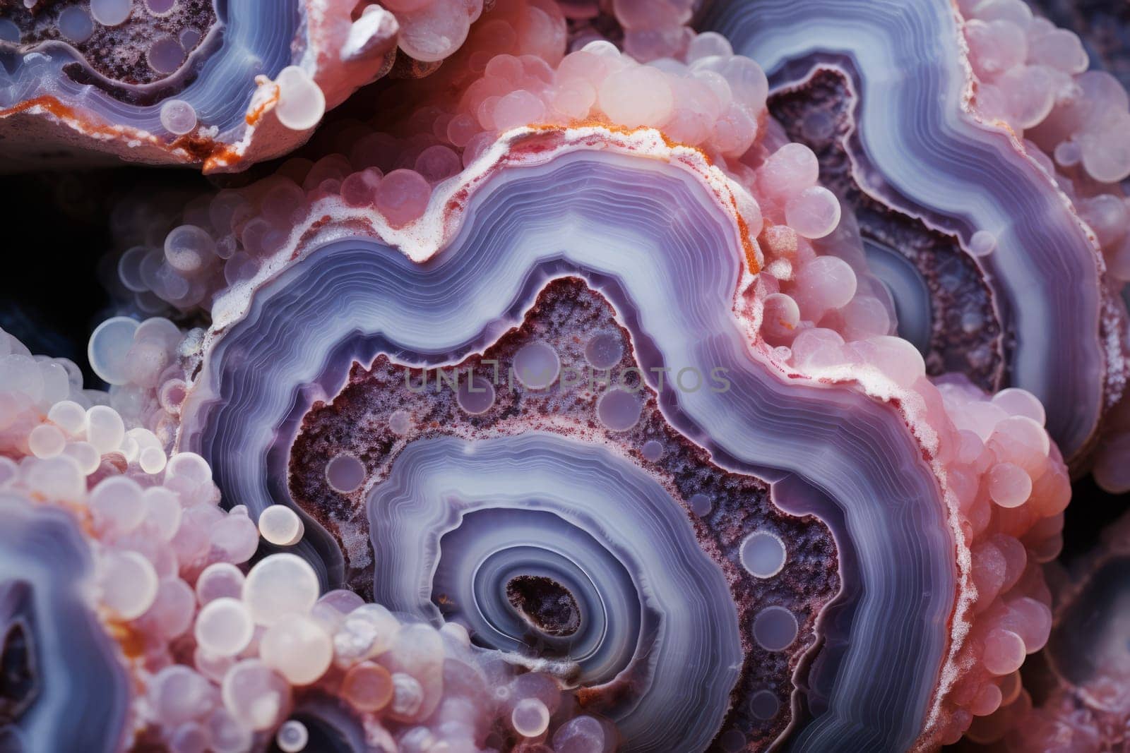 Close up of a purple and white substance. Generative AI