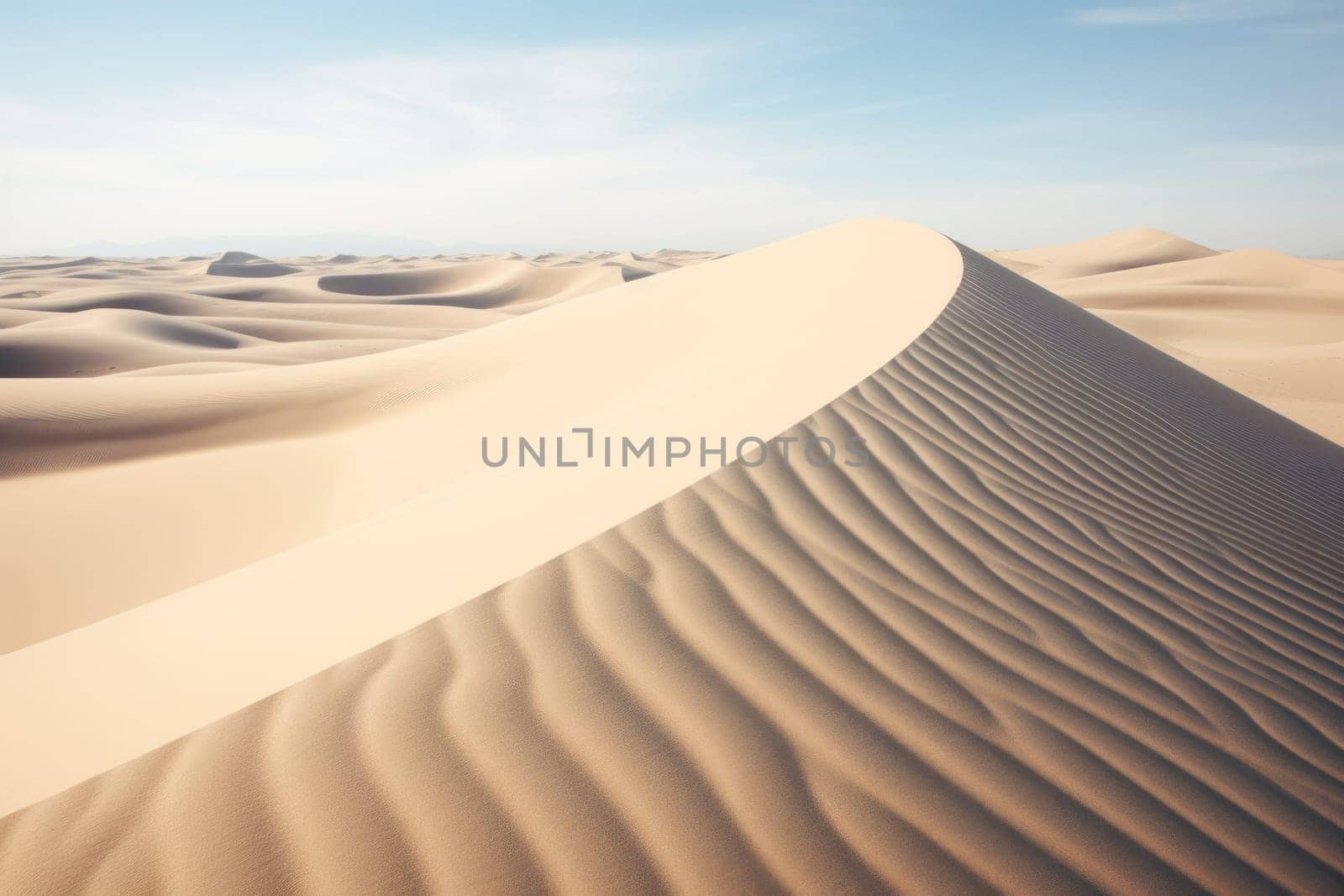 Wind-Sculpted Sand Dunes Landscape. Generative AI