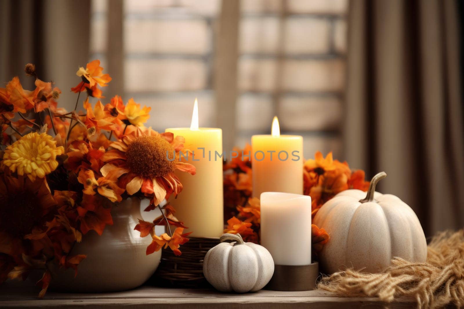 Fall Tabletop with Decor. Generative AI