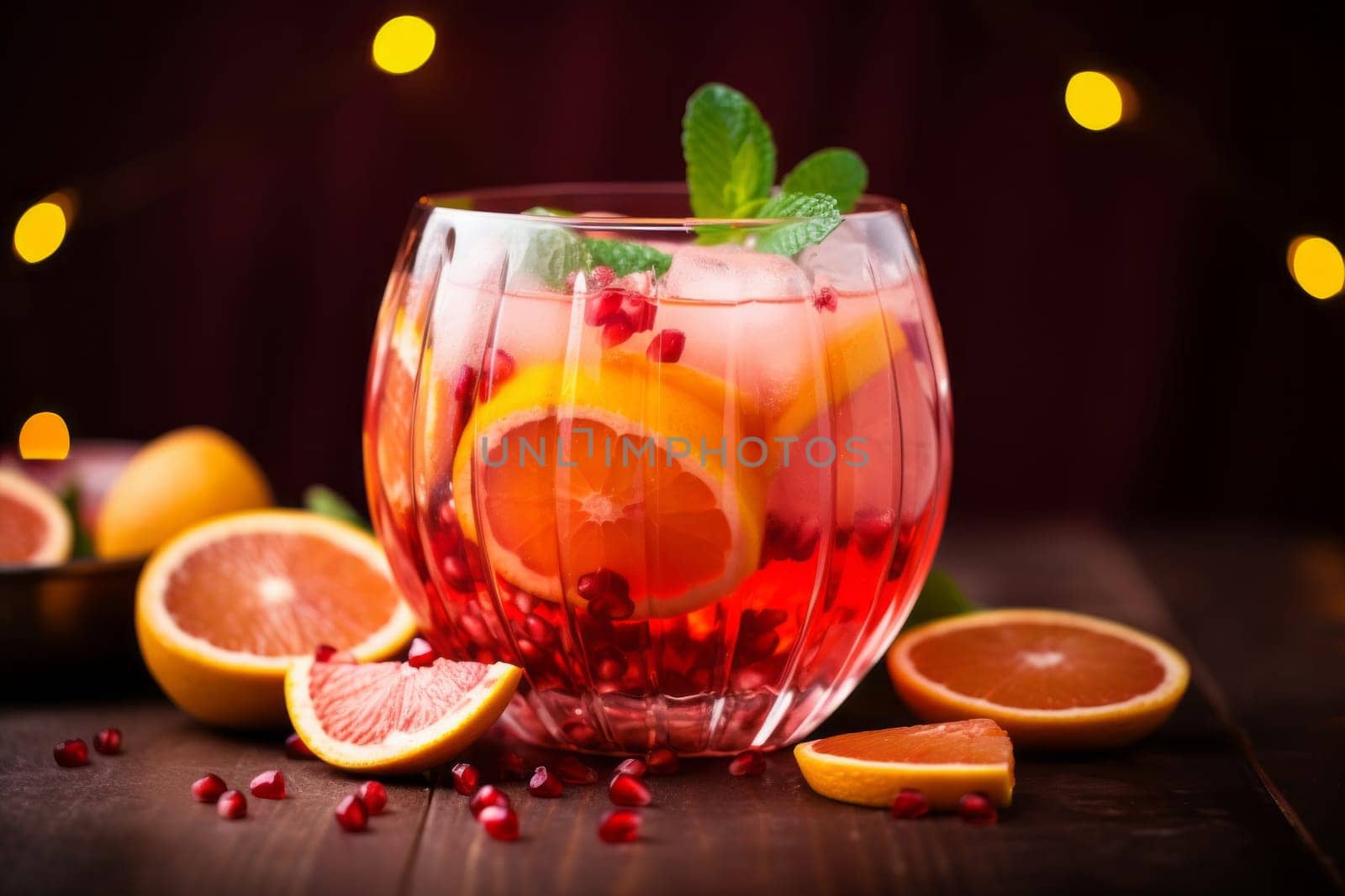 Refreshing drink in a glass on a table. Generative AI