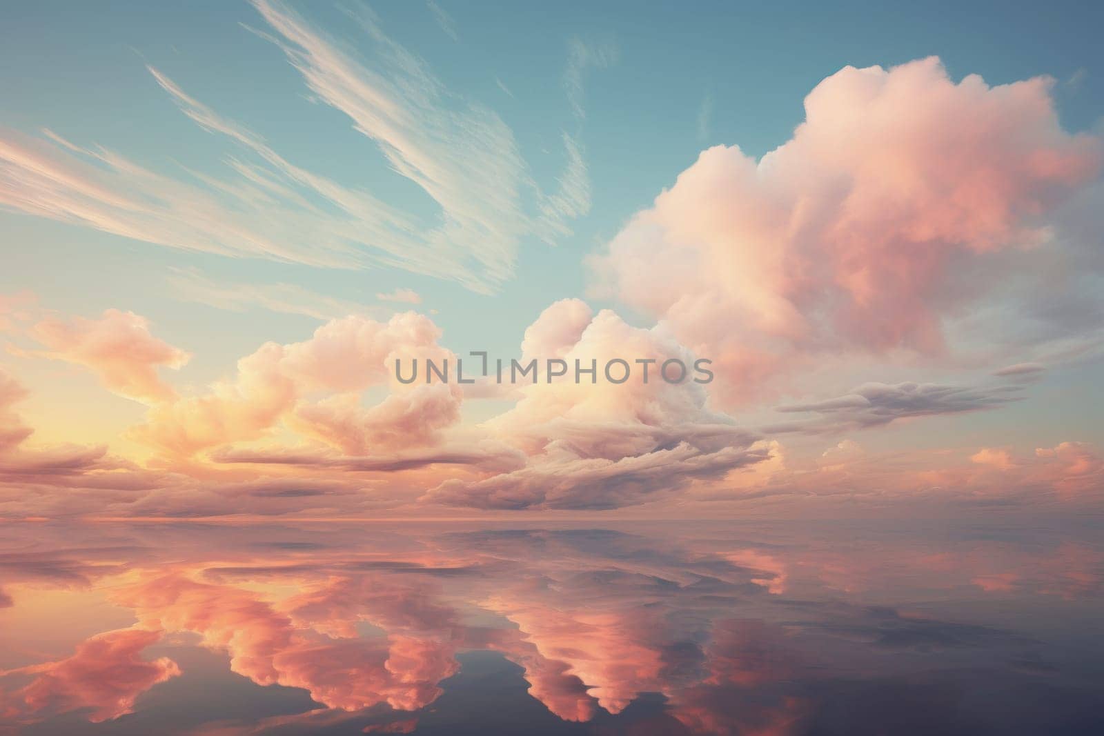 Vibrant sky filled with pink clouds. Generative AI
