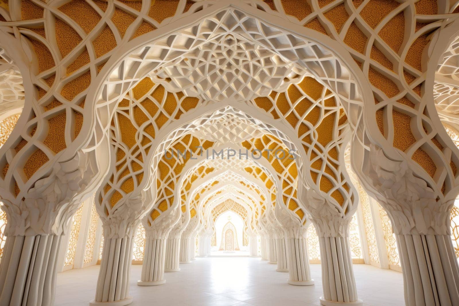 Ornate arches and intricate designs. Generative AI