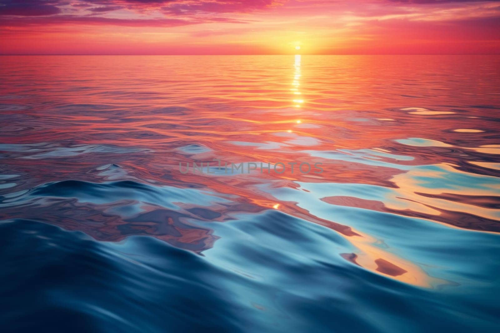 Serene Water with Dawn Colors. Generative AI