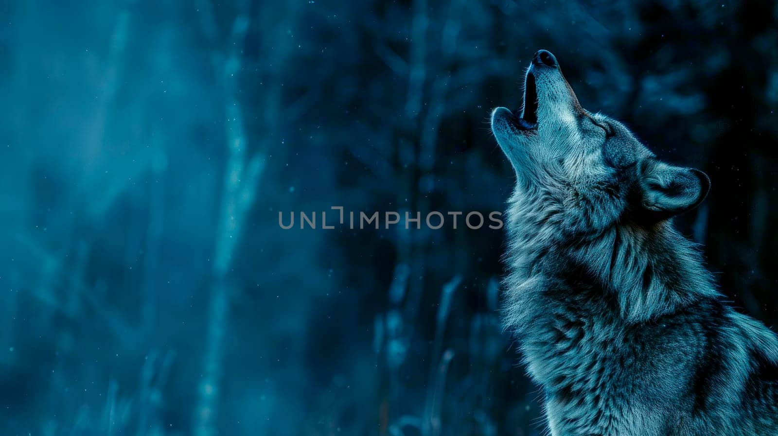 A close-up of an adult wolf (canis lupus) howling. AI generated