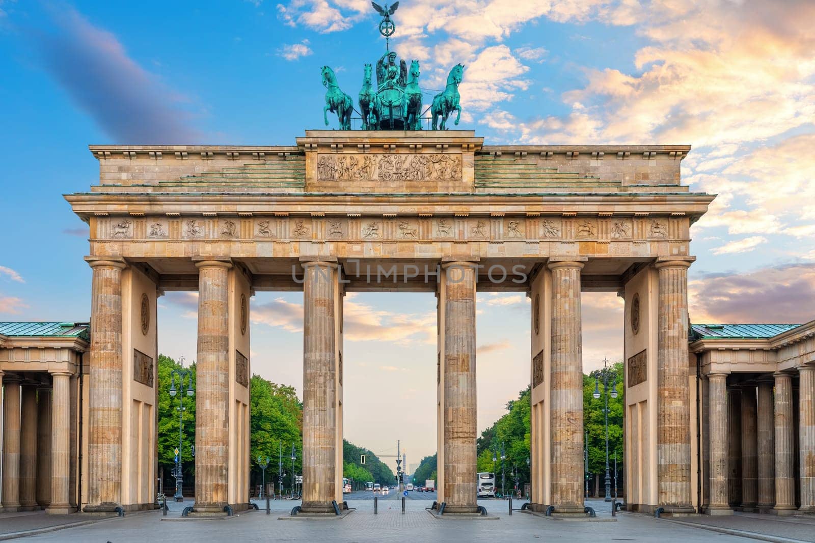 Famous Brandenburg Gate, popular place of visit, close view, Berlin, Germany.