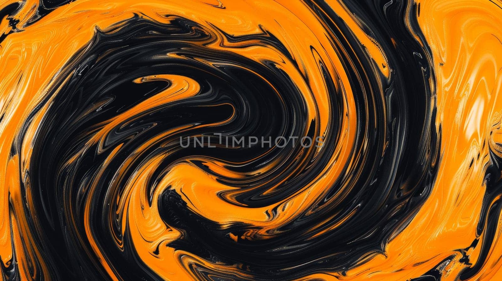 Dive into a fiery dance of swirling textures, where black and orange collide in a mesmerizing spectacle. This abstract composition unveils the dynamic motion of fingers crafting intricate patterns, evoking a sense of intensity and energy.