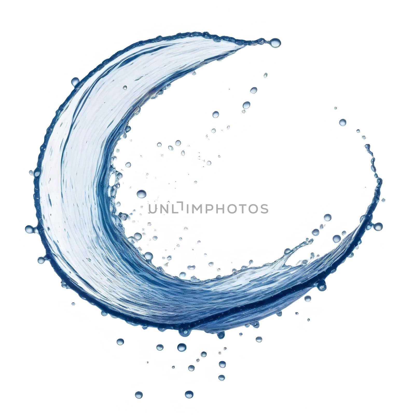 AI generated of a splash of blue clear water isolated on white