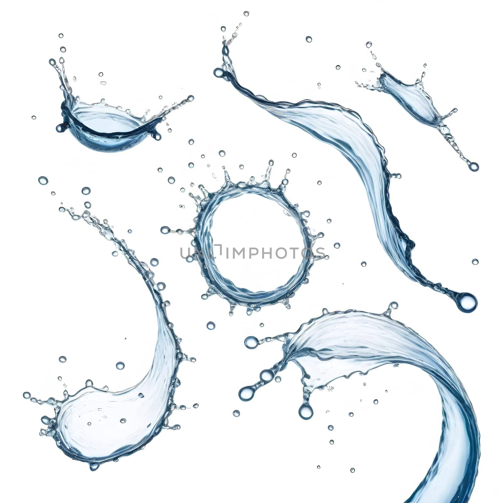 AI generated of a splash of blue clear water isolated on white