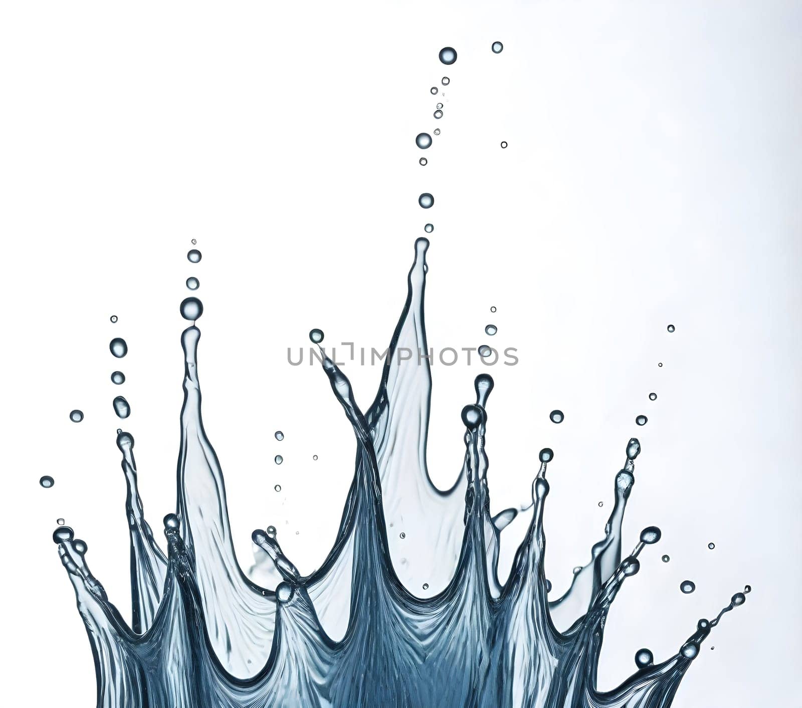 AI generated of a splash of blue clear water isolated on white