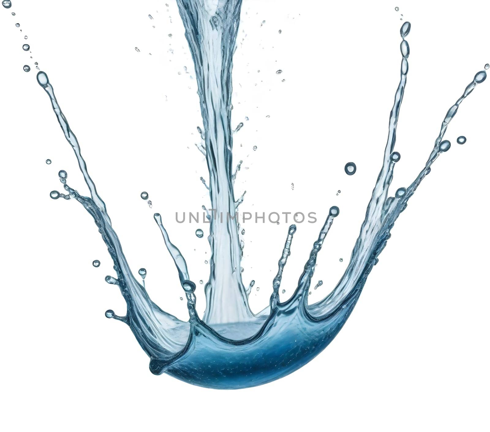 AI generated of a splash of blue clear water isolated on white
