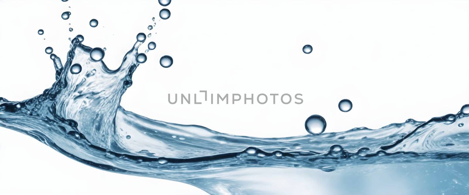 AI generated of a splash of blue clear water isolated on white