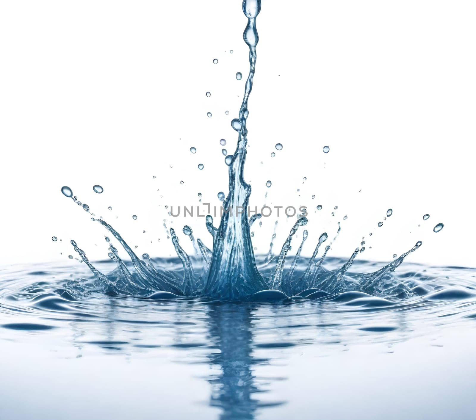 AI generated of a splash of blue clear water isolated on white