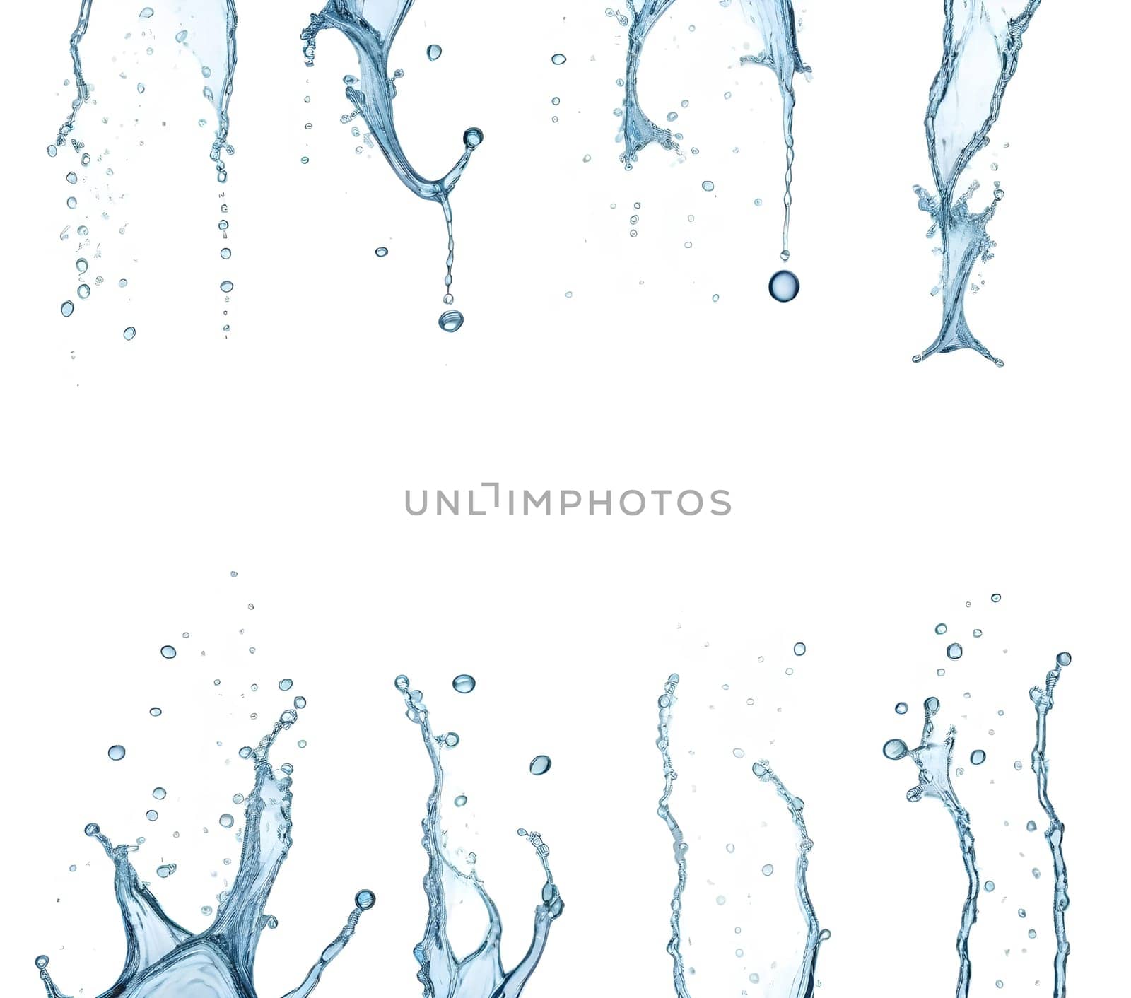 AI generated of a splash of blue clear water isolated on white