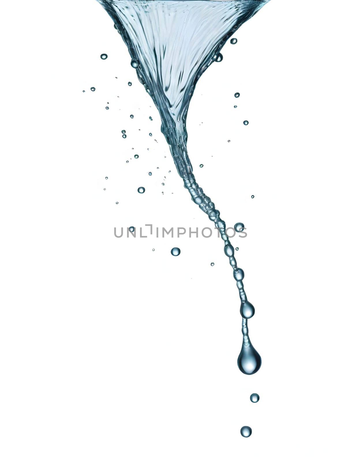 AI generated of a splash of blue clear water isolated on white