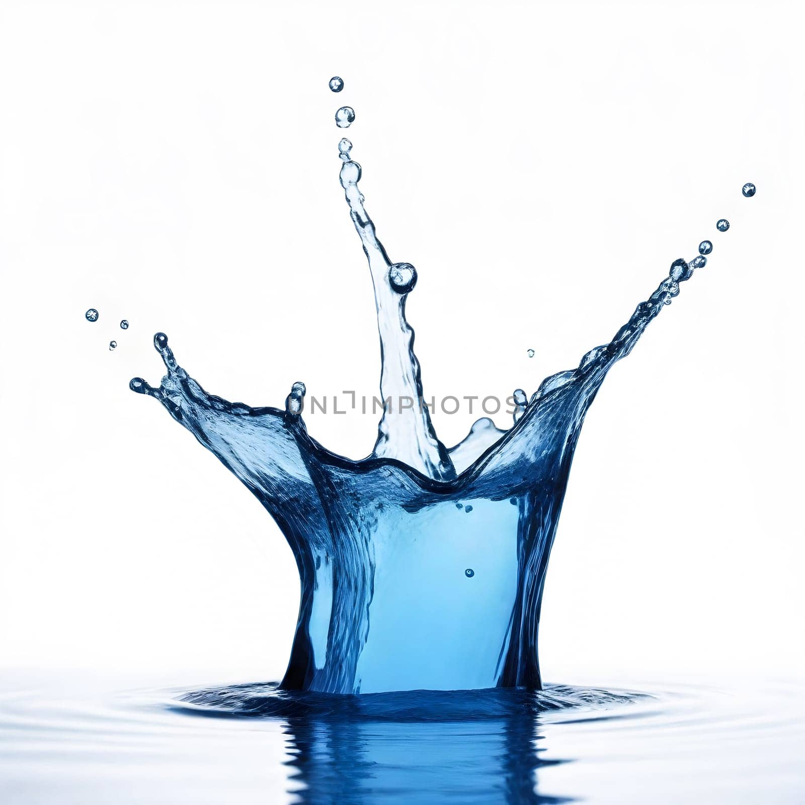 AI generated of a splash of blue clear water isolated on white