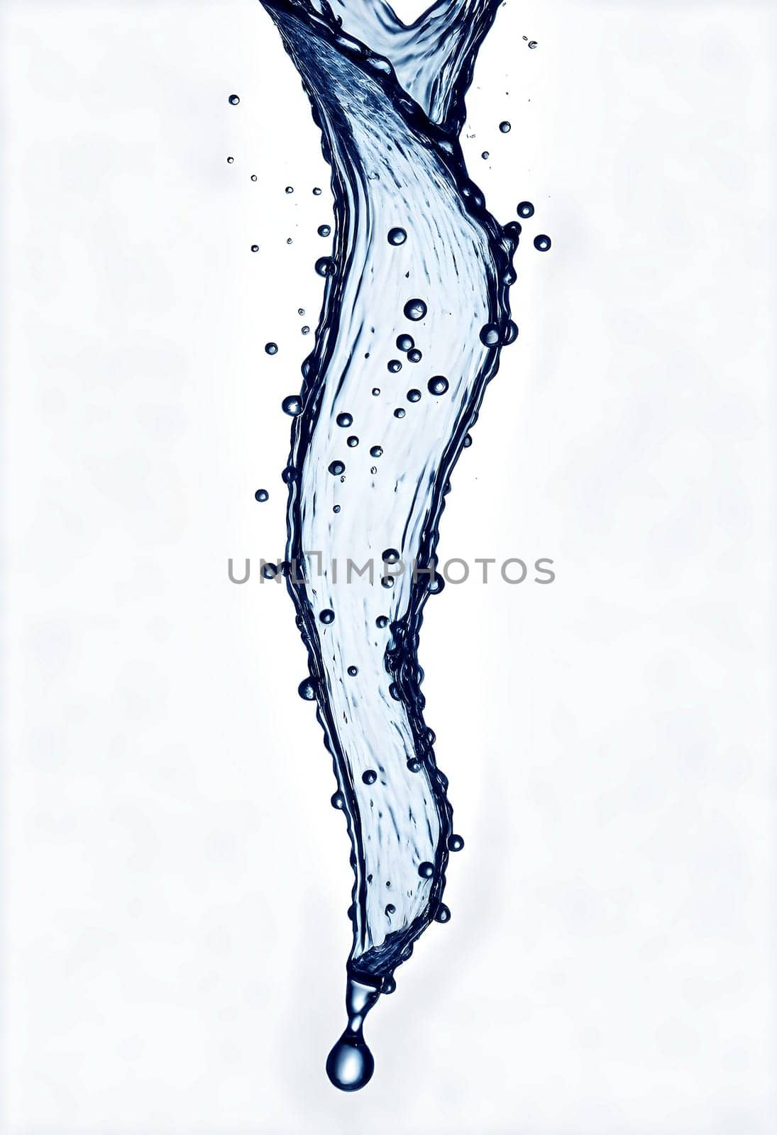 AI generated of a splash of blue clear water isolated on white