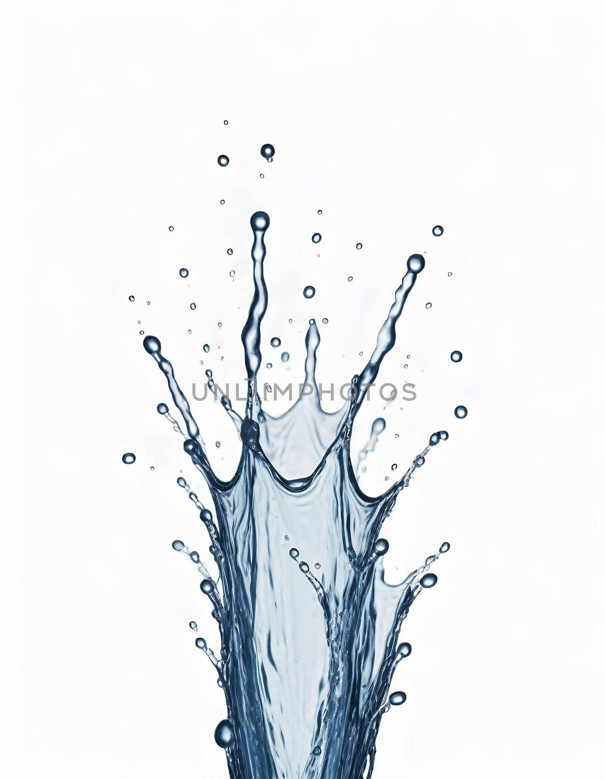 AI generated of a splash of blue clear water isolated on white
