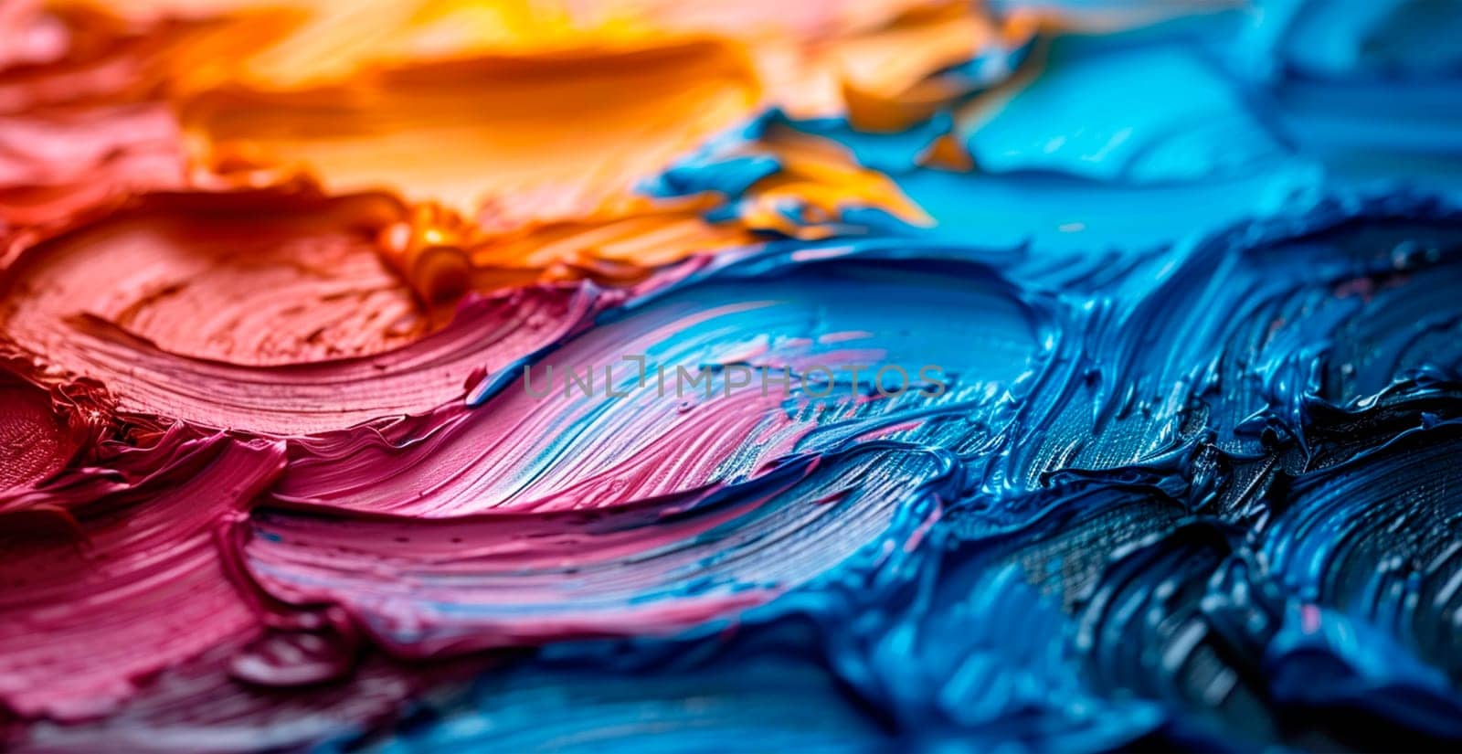 Multicolored rainbow thick oil paint on white isolated background, sampler template AI generated image