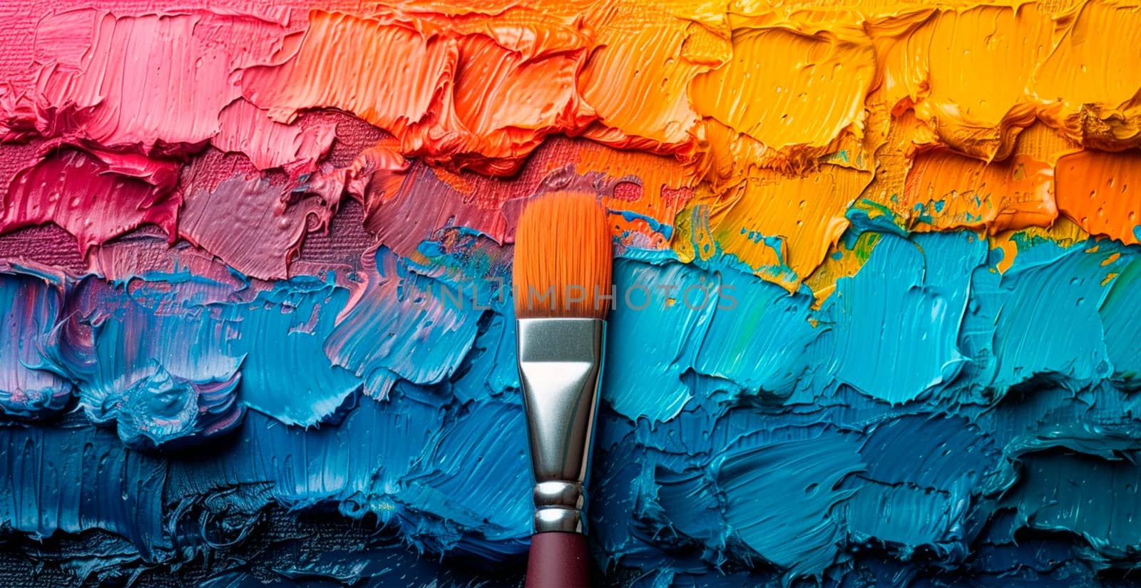 Multicolored rainbow thick oil paint on white isolated background, sampler template AI generated image