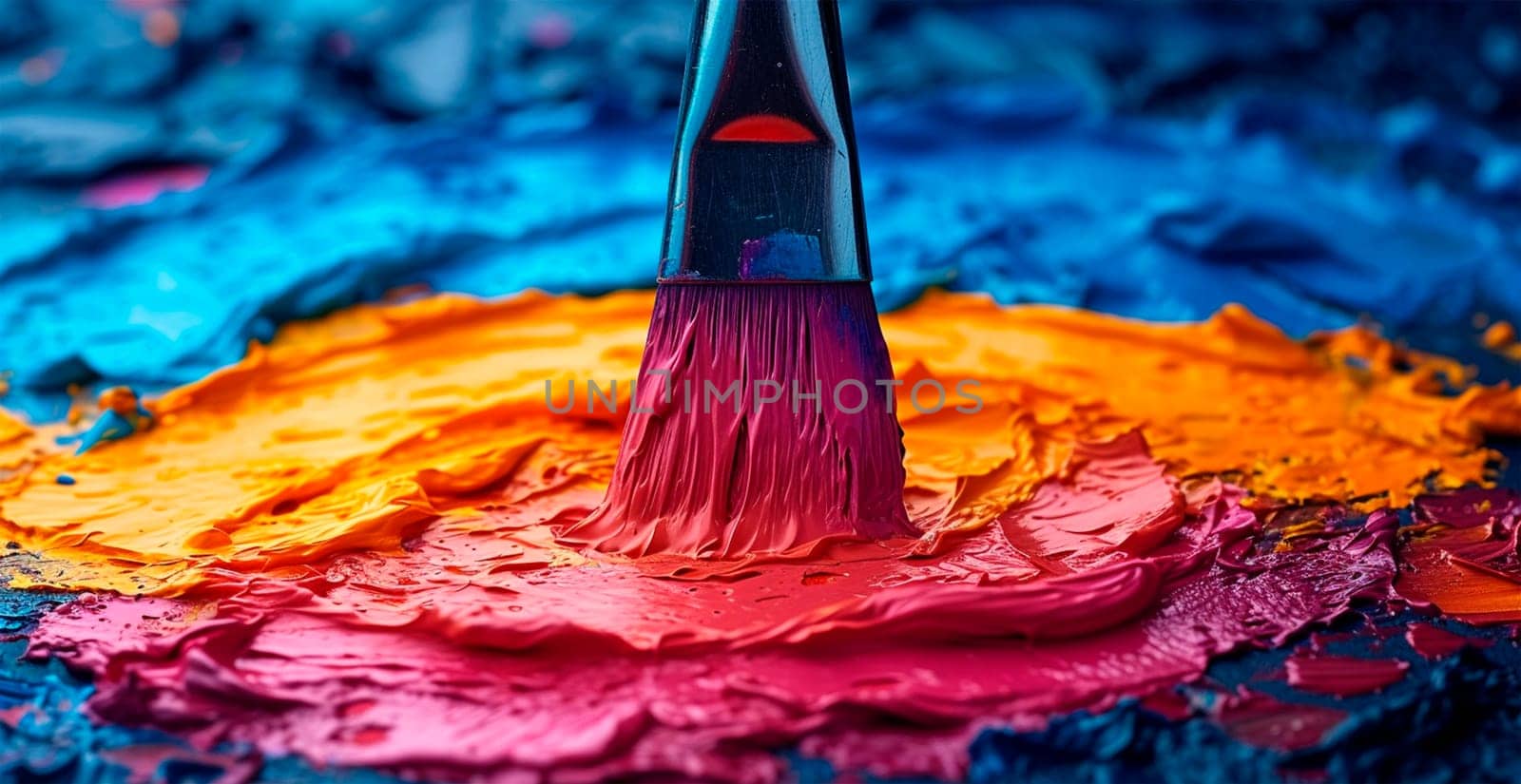 Multicolored rainbow thick oil paint on white isolated background, sampler template AI generated image