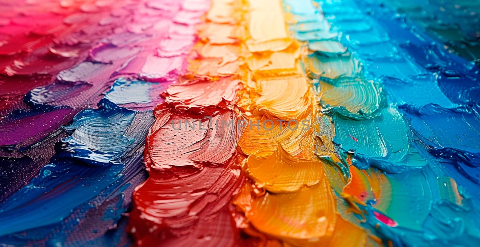 Multicolored rainbow thick oil paint on white isolated background, sampler template AI generated image