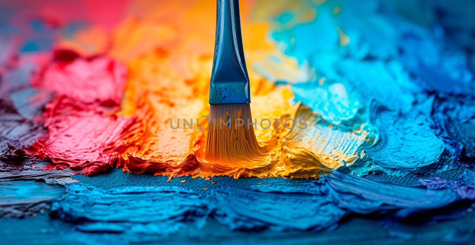 Multicolored rainbow thick oil paint on white isolated background, sampler template AI generated image