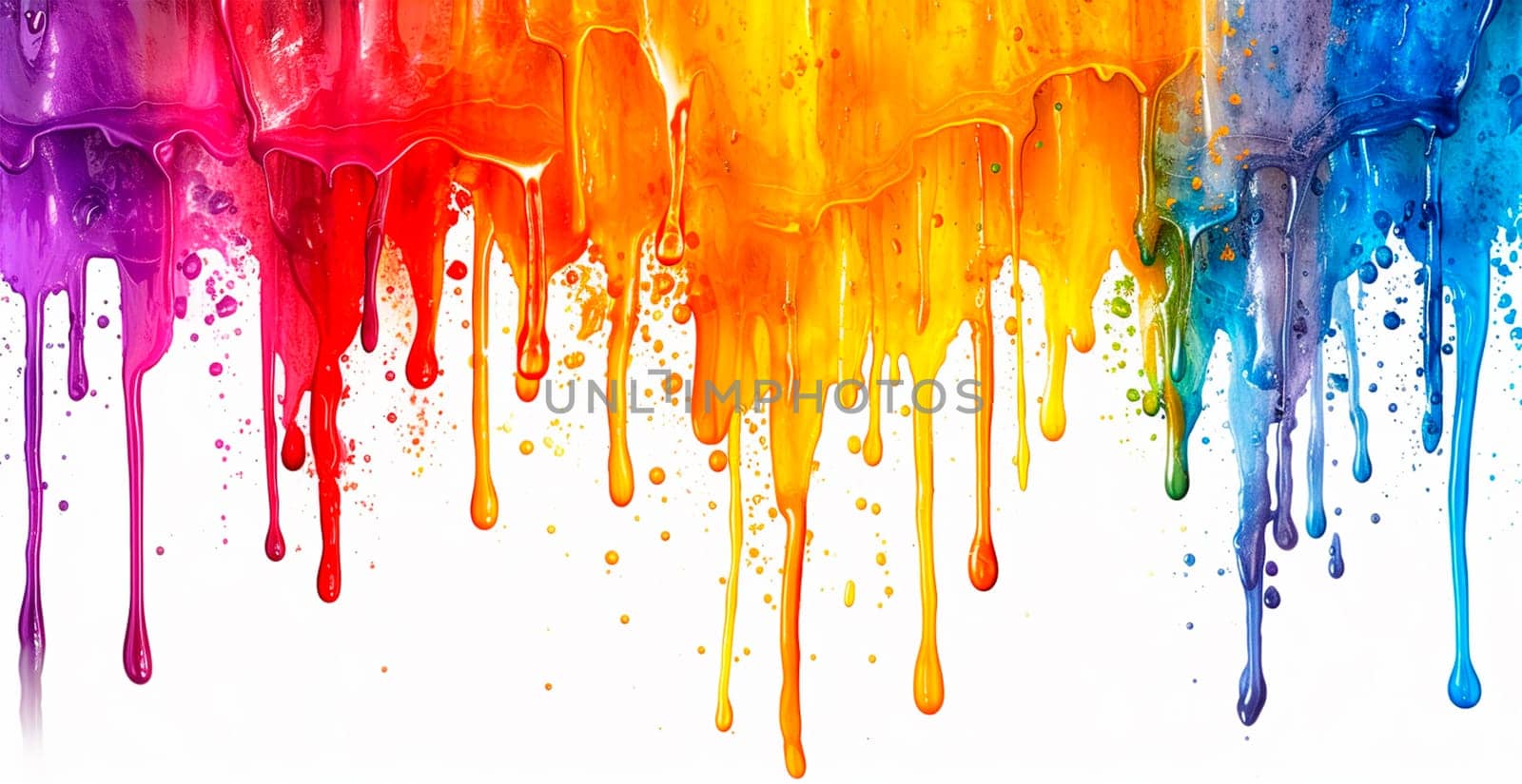 Multi-colored rainbow thick oil paint on a white isolated background, sampler template, smudges AI generated image