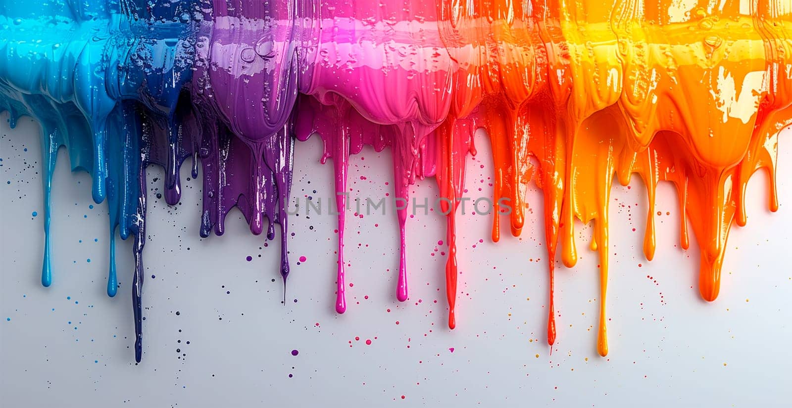 Multi-colored rainbow thick oil paint on a white isolated background, sampler template, smudges AI generated image