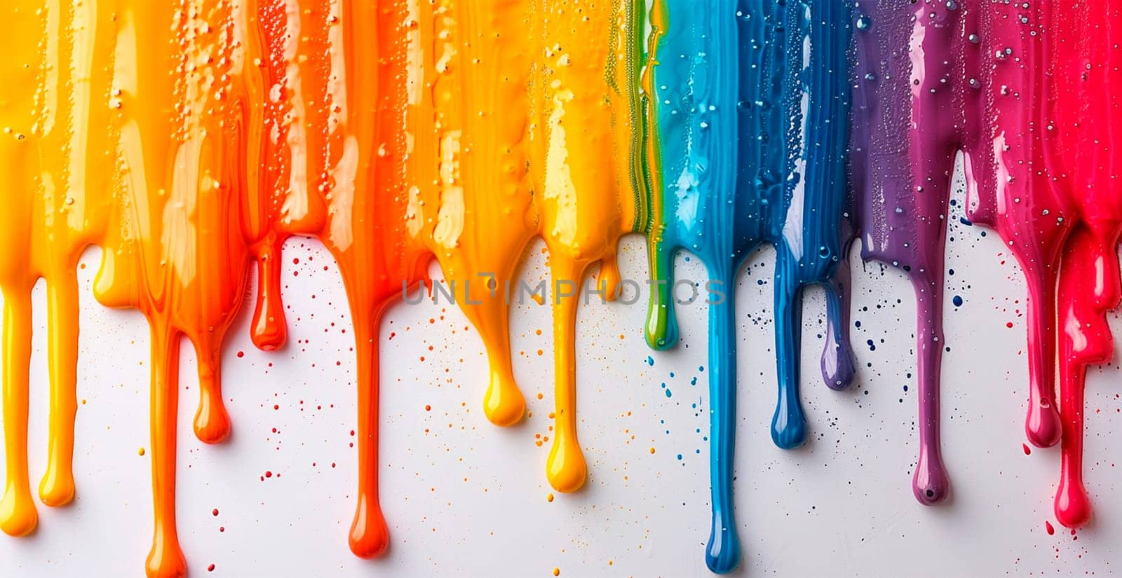 Multi-colored rainbow thick oil paint on a white isolated background, sampler template, smudges AI generated image