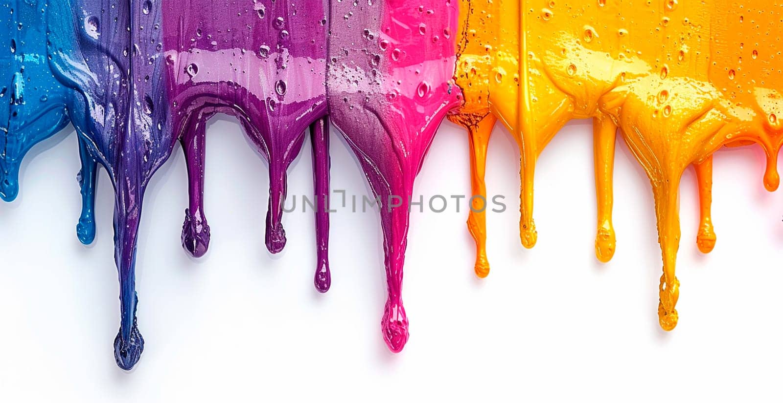 Multi-colored rainbow thick oil paint on a white isolated background, sampler template, smudges AI generated image