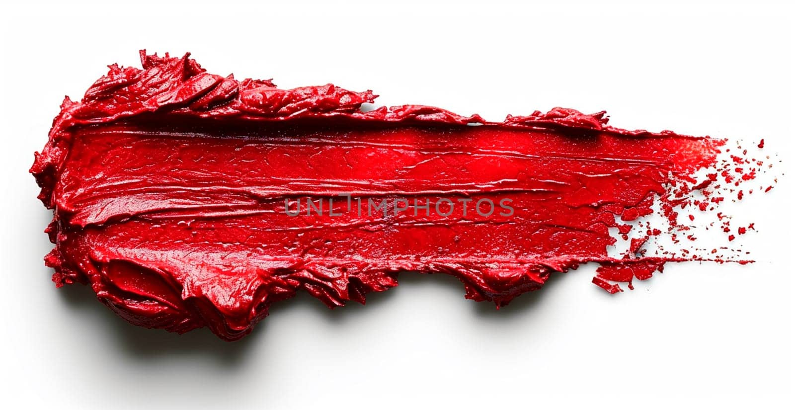 Red thick oil paint on a white isolated background, sampler template AI generated image