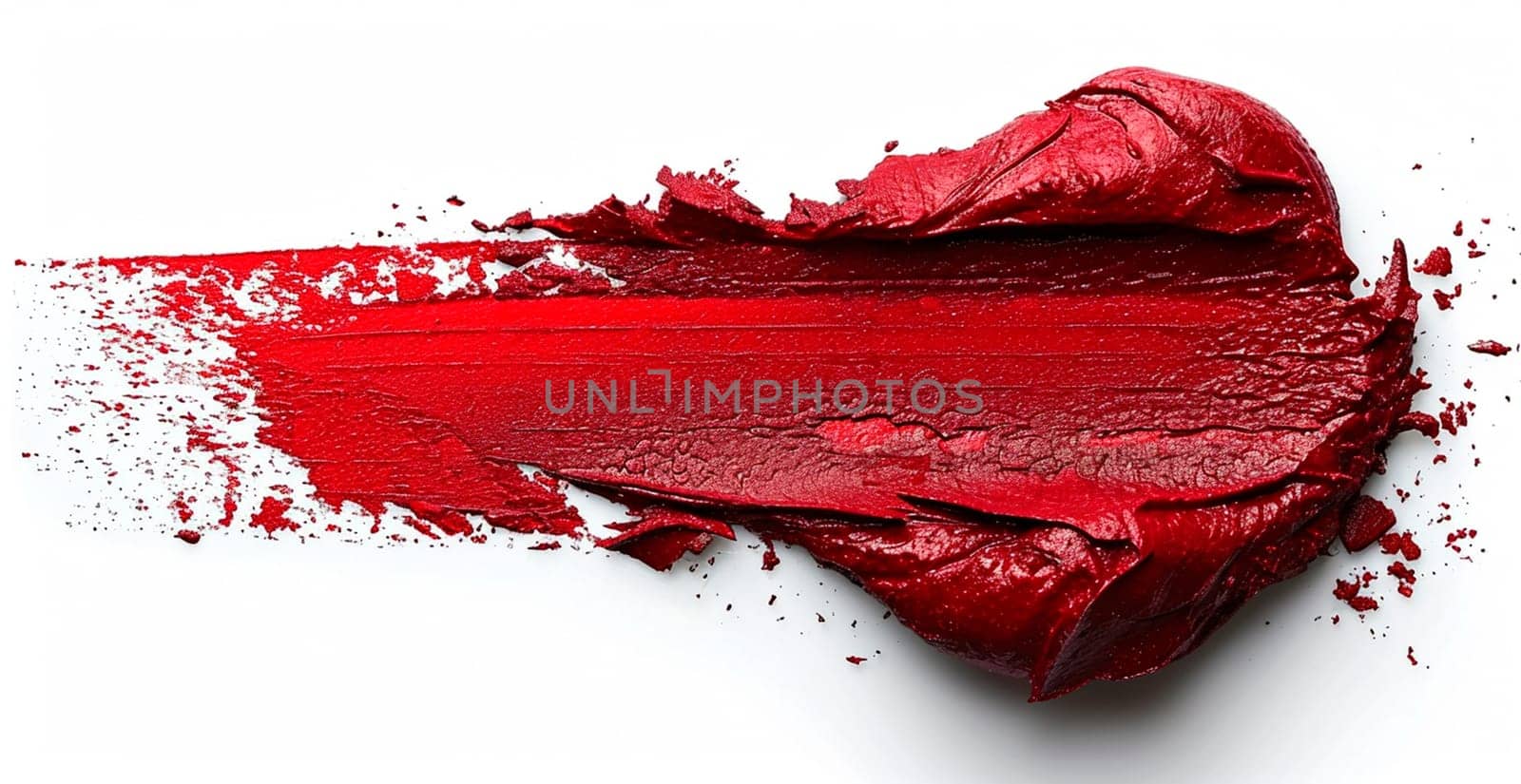 Red thick oil paint on a white isolated background, sampler template AI generated image