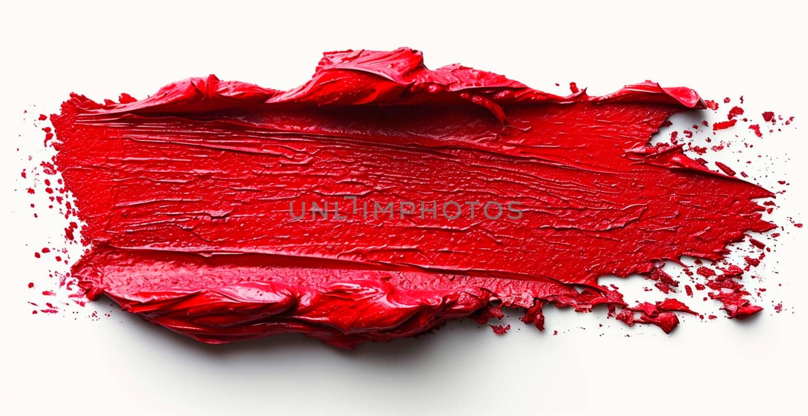 Red thick oil paint on a white isolated background, sampler template AI generated image