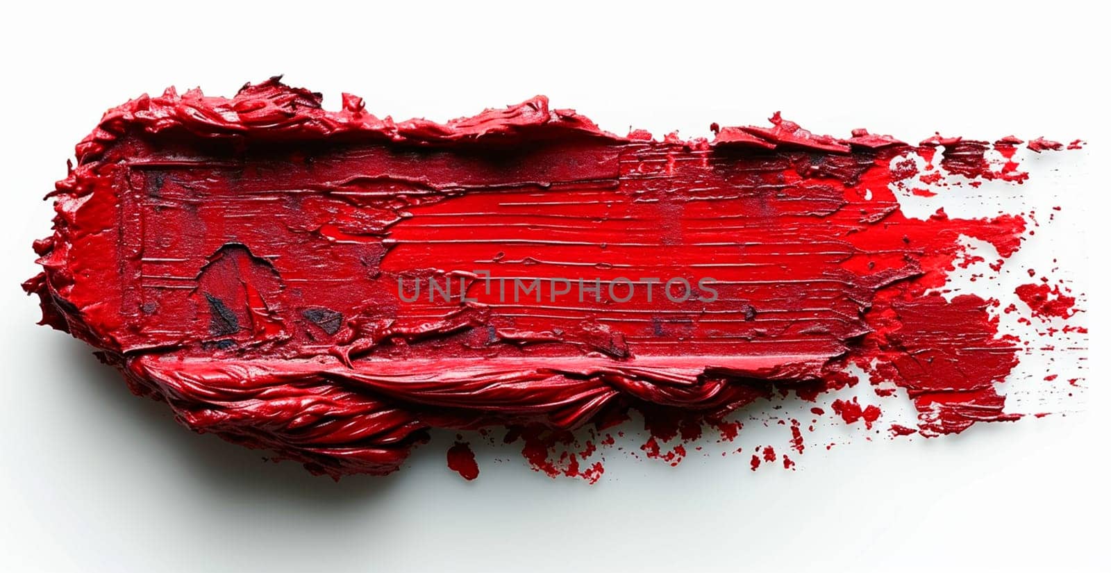 Red thick oil paint on a white isolated background, sampler template AI generated image