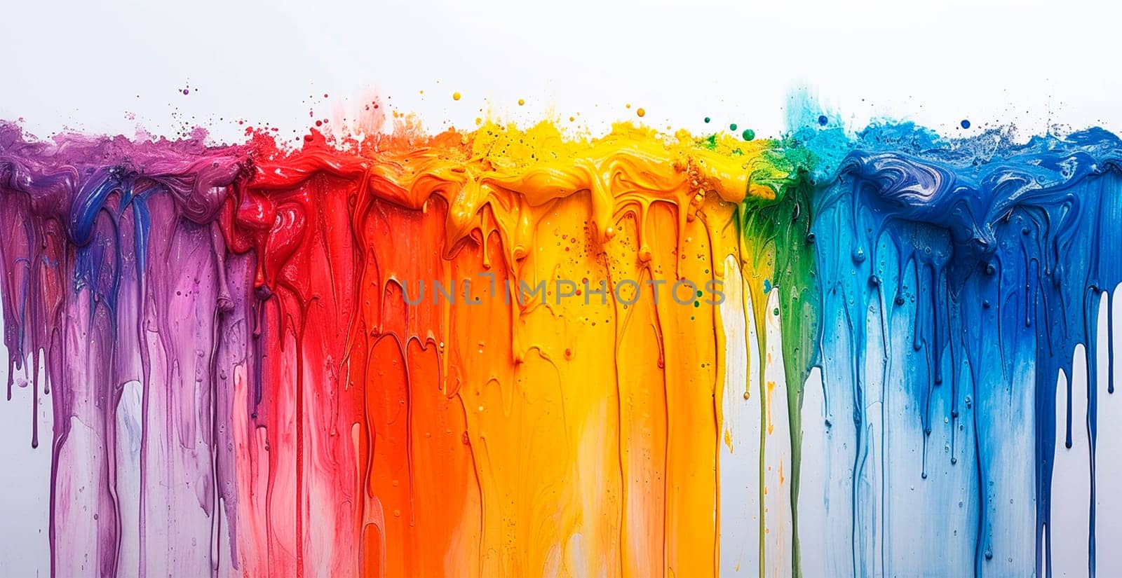Multi-colored rainbow thick oil paint on a white isolated background, sampler template, smudges AI generated image