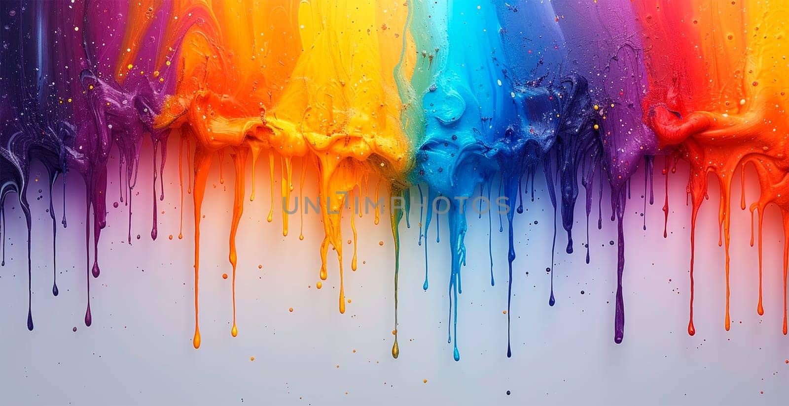 Multi-colored rainbow thick oil paint on a white isolated background, sampler template, smudges AI generated image